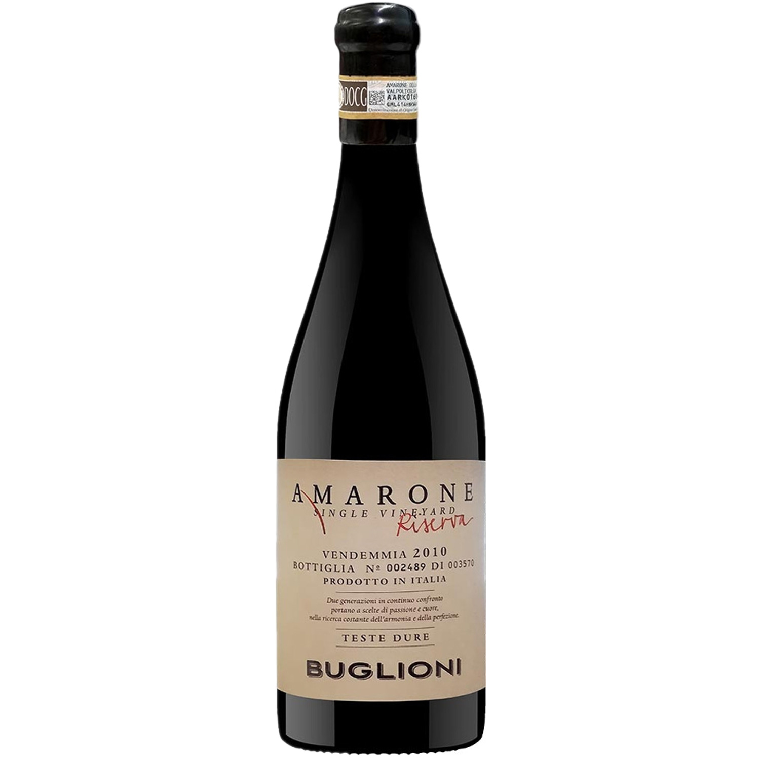 Italienischer Rotwein Buglioni Amarone Single Vineyard Riserva 2010