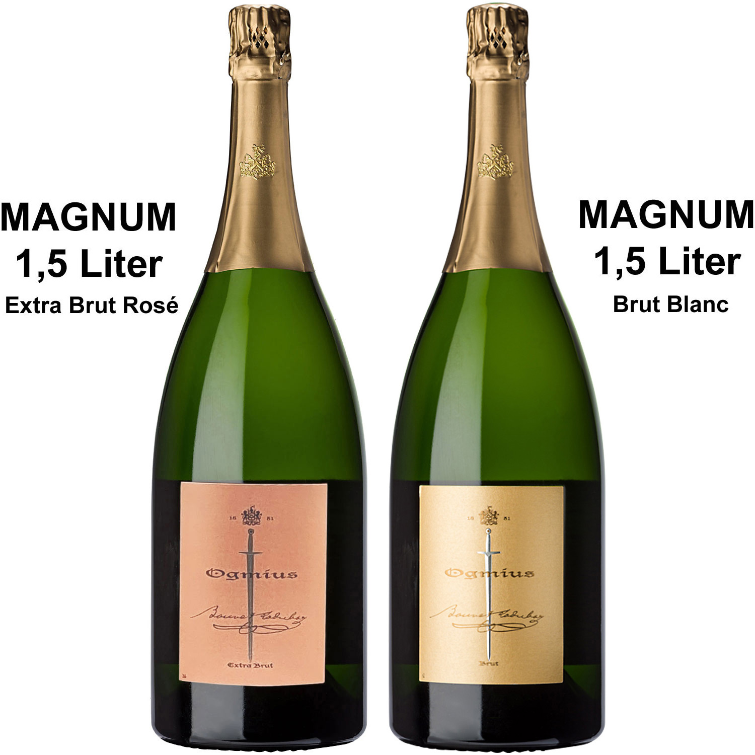 2er Paket Bouvet Ladubay Crémant Saumur Ogmius Magnum. 1x Blanc & 1x Rosé