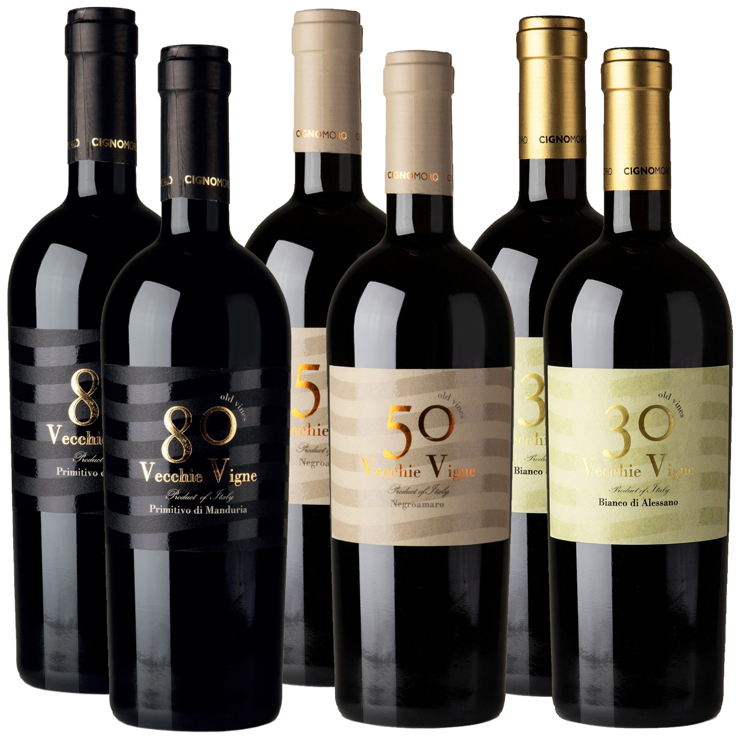 6er Weinpaket CignoMoro 4x Rosso, 2x Bianco Vecchie Vigne