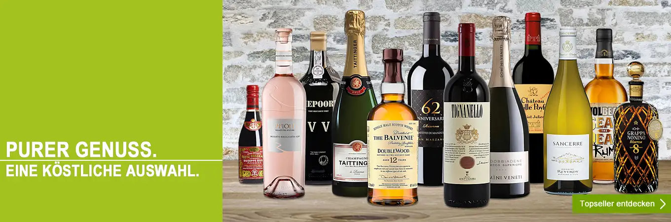 Große Vielfalt an köstlichen Weinen, Spirituosen und Genuss